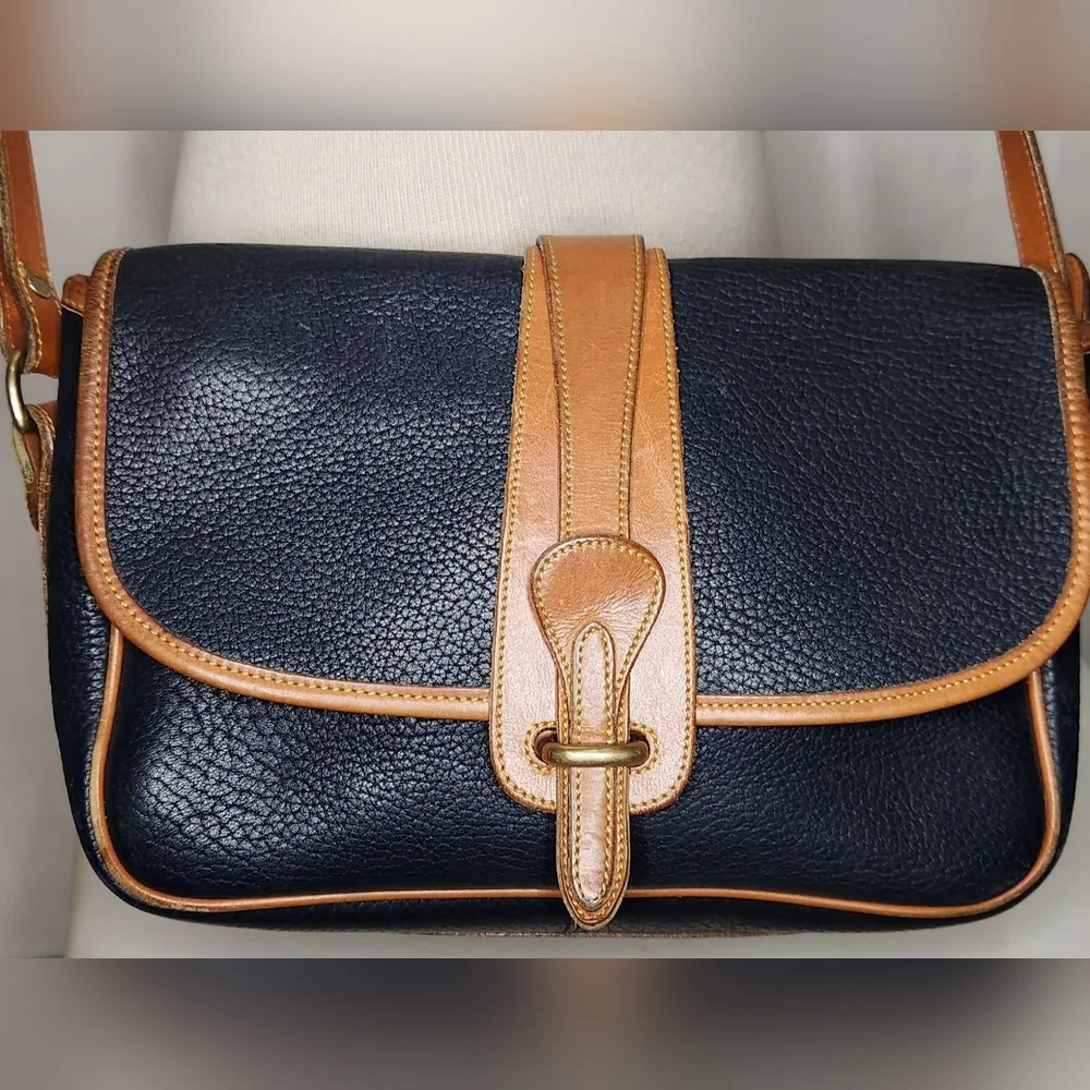Dooney & Bourke vintage equestrian all weather leather crossbody bag, navy